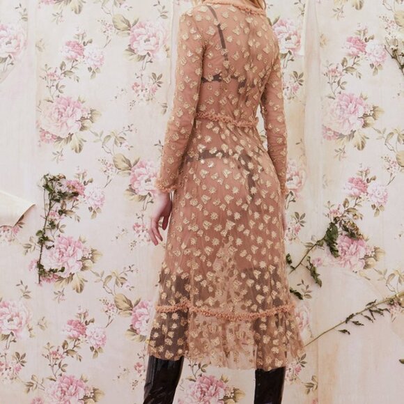 NWT FOR LOVE & LEMONS GOLDEN GARDEN TULLE MIDI DRESS - Picture 5 of 6
